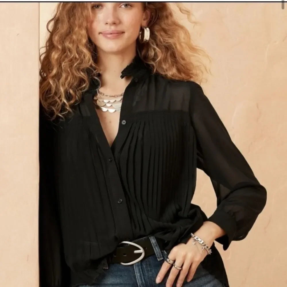Banana Republic Chiffon Pleated Blouse